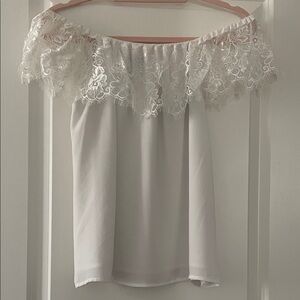 Dynamite White Lace Off-Shoulder Chemise